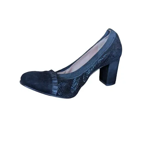 Anyi Lu black Italian leather ballet block heeled pumps - Picture 9 of 10